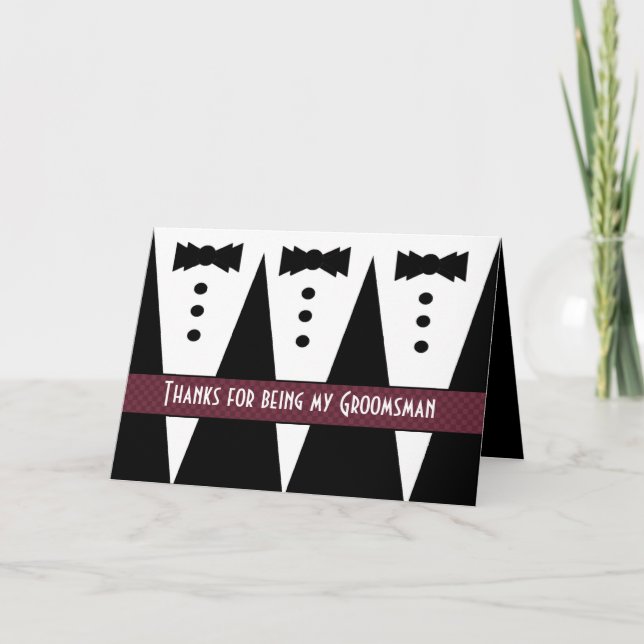 Tarjeta De Agradecimiento GROOMSMEN Gracias con tres Tuxedos G431 (Anverso)