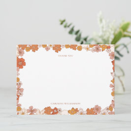 Tarjeta De Agradecimiento Groovy Boho Orange Floral Baby Shower Custom