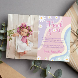 Tarjeta De Agradecimiento Groovy Daisy Birthday Photo