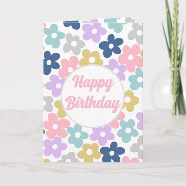 Tarjeta De Agradecimiento Groovy Daisy Flowers Retro Boho Floral (Anverso)