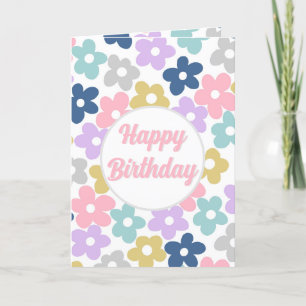 Tarjeta De Agradecimiento Groovy Daisy Flowers Retro Boho Floral