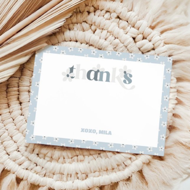 Tarjeta De Agradecimiento Groovy Daisy Modern Boho Cumpleaños (Subido por el creador)