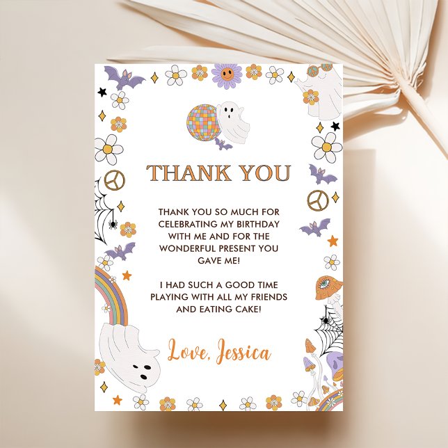 Tarjeta De Agradecimiento Groovy Halloween Cute Ghost (Subido por el creador)