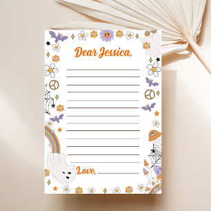 Tarjeta De Agradecimiento Groovy Halloween Cute Ghost Time Capsule Note Mess