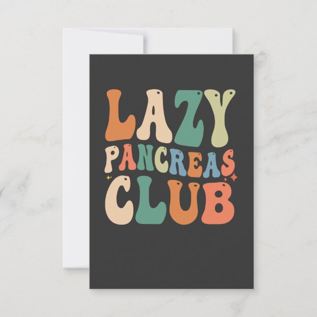 Tarjeta De Agradecimiento Groovy Lazy Pancreas Club Diabetes Conciencia Grac (Anverso)