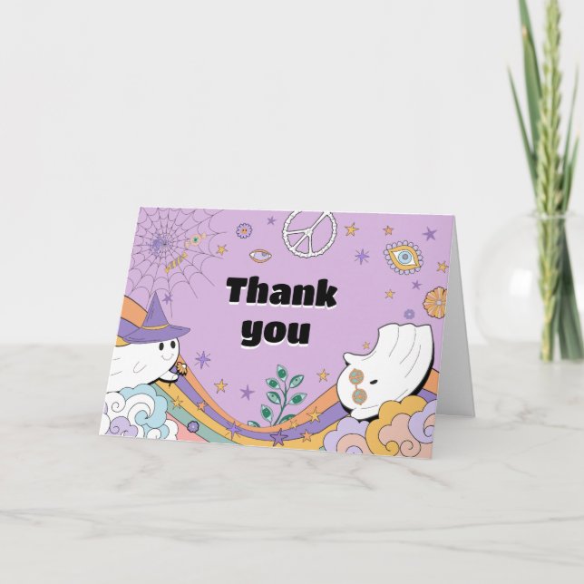 Tarjeta De Agradecimiento Groovy Little Boo Baby Shower (Anverso)