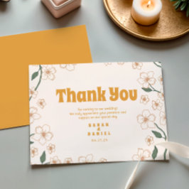 Tarjeta De Agradecimiento Groovy Mustard Boda Floral
