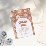 Tarjeta De Agradecimiento Groovy One Boho Daisy Retro Primer Fiesta de cumpl<br><div class="desc">Una tarjeta de agradecimiento para coincidir con nuestra colección de Fiestas de cumpleaños Groovy One Boho Daisy Retro. Este diseño presenta un patrón hippie vintage de arco de flores de margarita en una combinación de colores boho. Hay un mensaje de agradecimiento editable. La parte trasera de la tarjeta es la...</div>