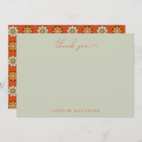 Groovy Retro 60 Flores Naranja Personalizado rosa