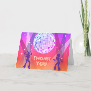 Tarjeta De Agradecimiento Groovy Retro 70's Disco Dancing Fiesta
