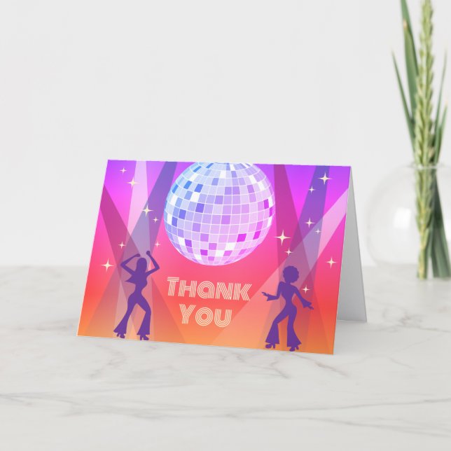 Tarjeta De Agradecimiento Groovy Retro 70's Disco Dancing Fiesta (Anverso)