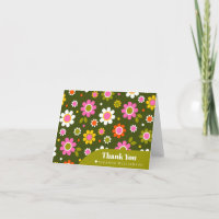 Groovy Retro Flowers Olive Bridal Shower Personali