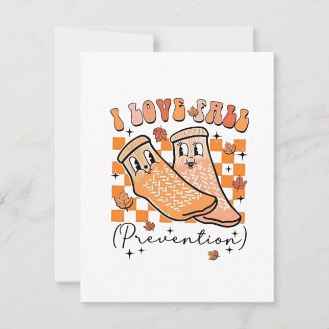 Tarjeta De Agradecimiento Groovy Retro I Love Fall Prevention Funny (Anverso)