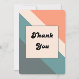 Tarjeta De Agradecimiento Groovy-Retro Orange & Dusty Blue Wedding Thank You