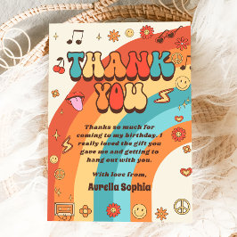 Tarjeta De Agradecimiento Groovy Retro Rainbow Birday
