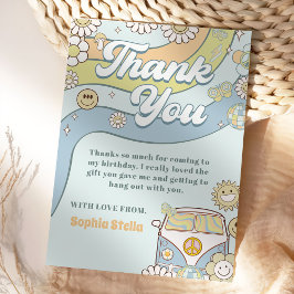 Tarjeta De Agradecimiento Groovy Retro Rainbow Birday