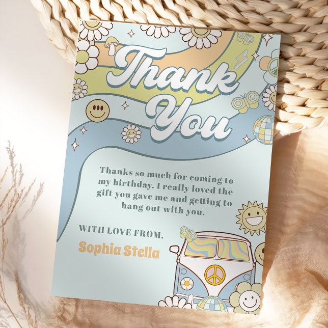 Tarjeta De Agradecimiento Groovy Retro Rainbow Birday (Subido por el creador)