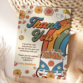 Tarjeta De Agradecimiento Groovy Retro Rainbow Birday