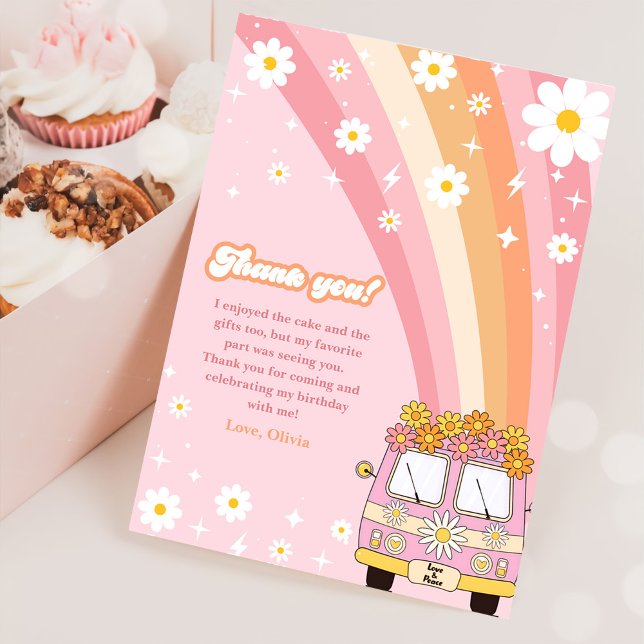 Tarjeta De Agradecimiento Groovy Retro Rainbow Birday (Subido por el creador)