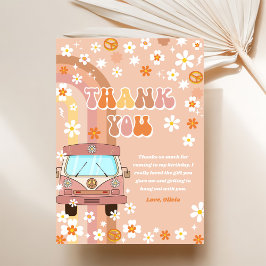 Tarjeta De Agradecimiento Groovy Retro Rainbow Birday