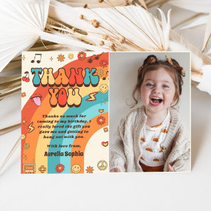 Tarjeta De Agradecimiento Groovy Retro Rainbow Birday Photo