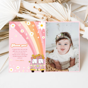 Tarjeta De Agradecimiento Groovy Retro Rainbow Birday Photo