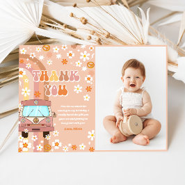 Tarjeta De Agradecimiento Groovy Retro Rainbow Birday Photo