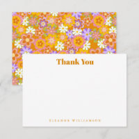 Groovy Vintage Naranja Floral Ducha Personalizado 