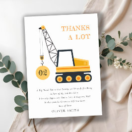 Tarjeta De Agradecimiento Grúa de Construcción Adorable Vehículo Cumpleaños 