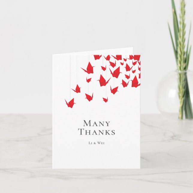 Tarjeta De Agradecimiento Grúa de papel de origami (Anverso)