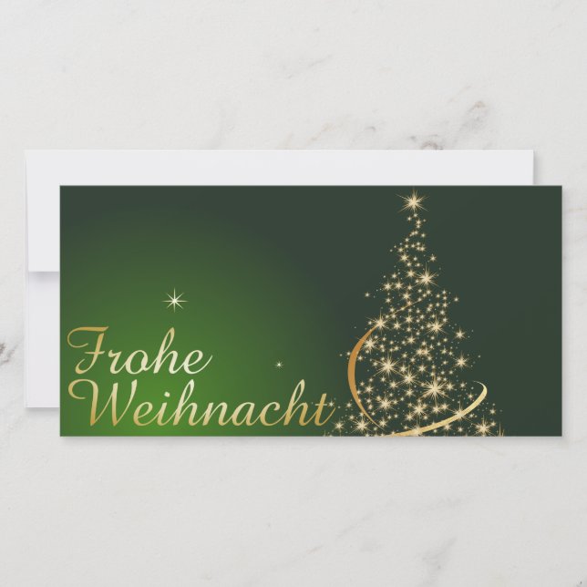Tarjeta De Agradecimiento Grünes Weihnachtsmotiv mit goldenem Weihnachtsbaum (Anverso)