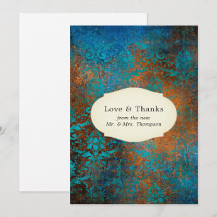 Tarjeta de agradecimiento Grunge Copper Patina y T