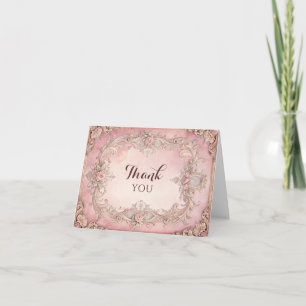 Tarjeta De Agradecimiento Grunge rosa antiguo Gracias 