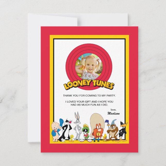 Tarjeta De Agradecimiento Grupo de caracteres LOONEY TUNES™ | Cumpleaños Gra (Anverso)
