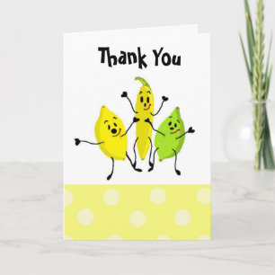 Tarjeta De Agradecimiento Grupo de Frutas Divertidas Gracias