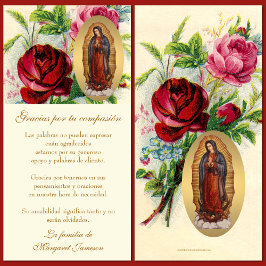 Tarjeta De Agradecimiento Guadalupe Virgen María Condolencia Español