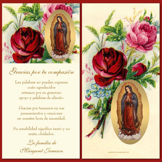 Tarjeta De Agradecimiento Guadalupe Virgen María Condolencia Español (Subido por el creador)