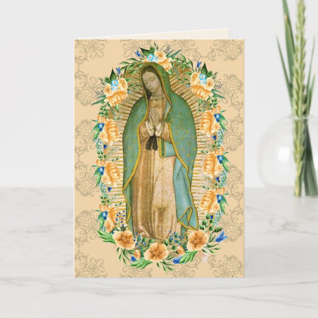 Tarjeta De Agradecimiento Guadalupe Virgen María Condolencia Funeral Español (Anverso)