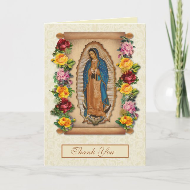Tarjeta De Agradecimiento Guadalupe Virgen María Condolencia Funeral Español (Anverso)