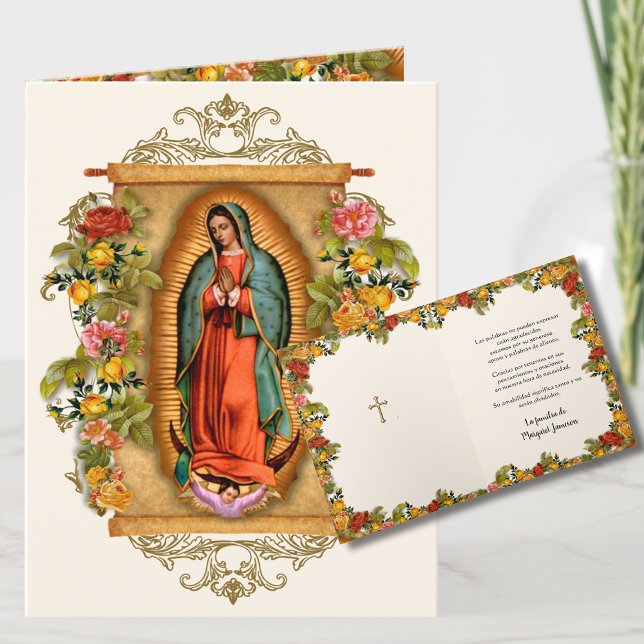 Tarjeta De Agradecimiento Guadalupe Virgen María Condolencia Funeral Español (Subido por el creador)