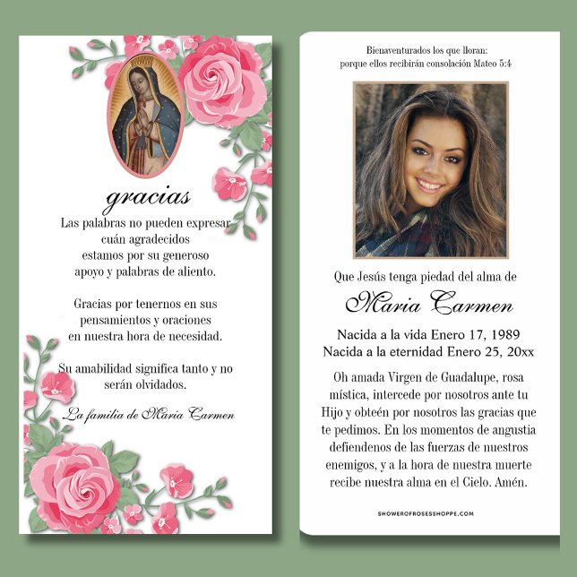 Tarjeta De Agradecimiento Guadalupe Virgen María Condolencia Funeral Español (Subido por el creador)