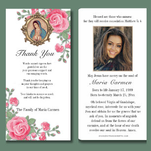Tarjeta De Agradecimiento Guadalupe Virgen María Condolencia Funeral Español