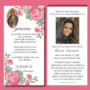 Tarjeta De Agradecimiento Guadalupe Virgen María Condolencia Funeral Español