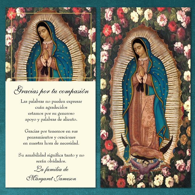 Tarjeta De Agradecimiento Guadalupe Virgen María Condolencia Funeral Español (Subido por el creador)
