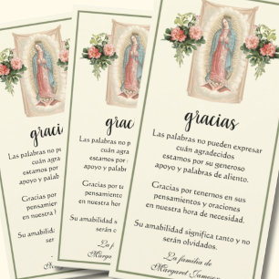 Tarjeta De Agradecimiento Guadalupe Virgen María Condolencia Funeral Español