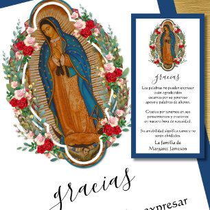 Tarjeta De Agradecimiento Guadalupe Virgen María Condolencia Funeral Español