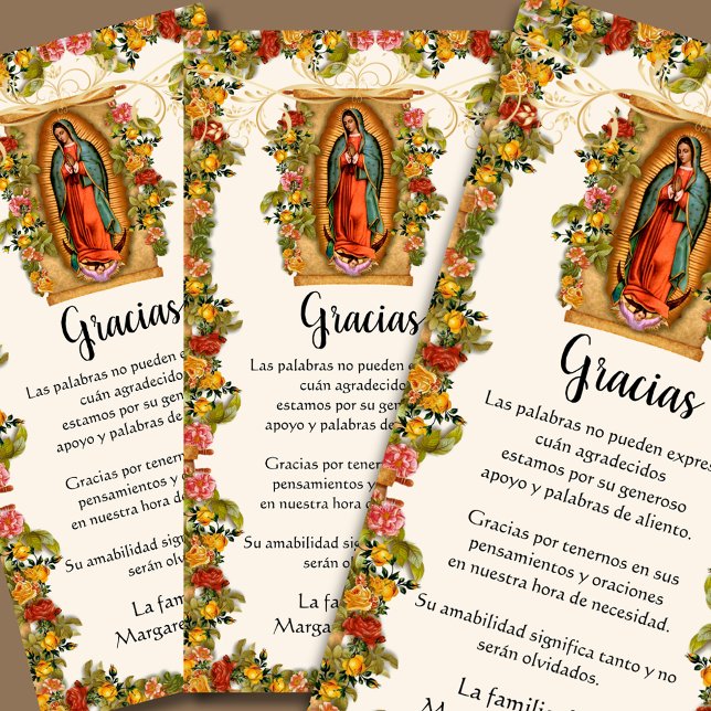 Tarjeta De Agradecimiento Guadalupe Virgen María Condolencia Funeral Español (Subido por el creador)