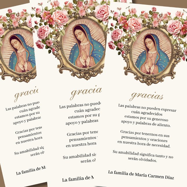 Tarjeta De Agradecimiento Guadalupe Virgen María Condolencia Funeral Español (Subido por el creador)
