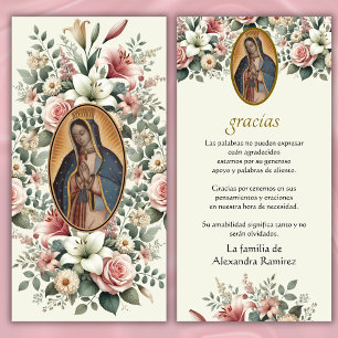 Tarjeta De Agradecimiento Guadalupe Virgen María Condolencia Funeral Español