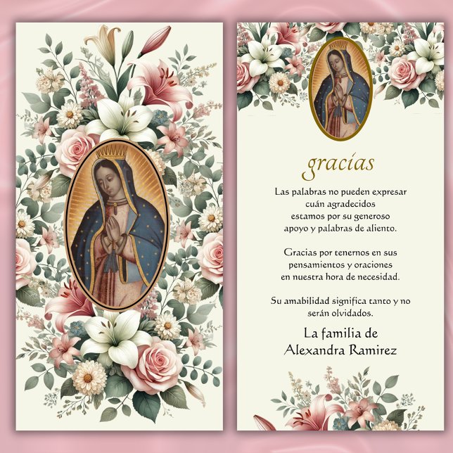 Tarjeta De Agradecimiento Guadalupe Virgen María Condolencia Funeral Español (Subido por el creador)